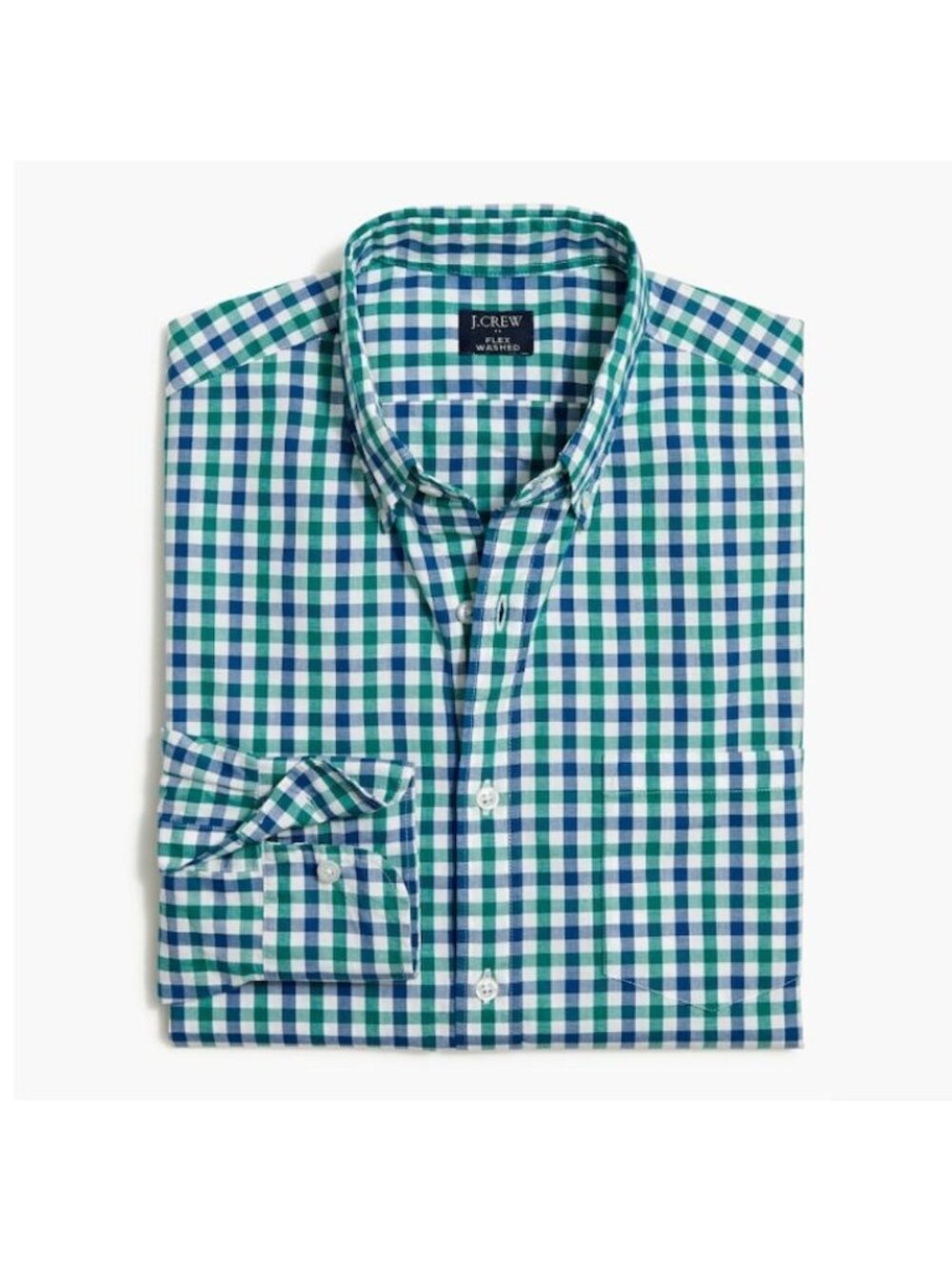 J.Crew Mens Flex Wash Gingham Check Plaid Button Down Shirt Small Green SP NWT